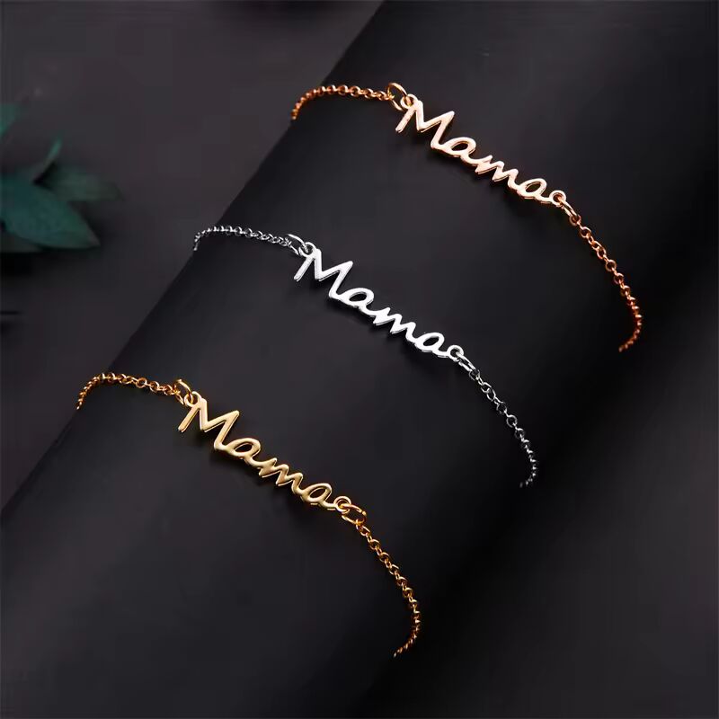 Simple Letter Mama Charm Bracelet for Women Metal 3 Colors Double Layer Chain Bangle Fashion Jewelry Mother Day Wrist Gift